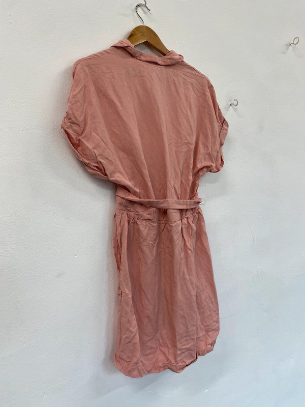 Fabulous Salmon Pink mini dress linen classic yatching Uk10 MB472