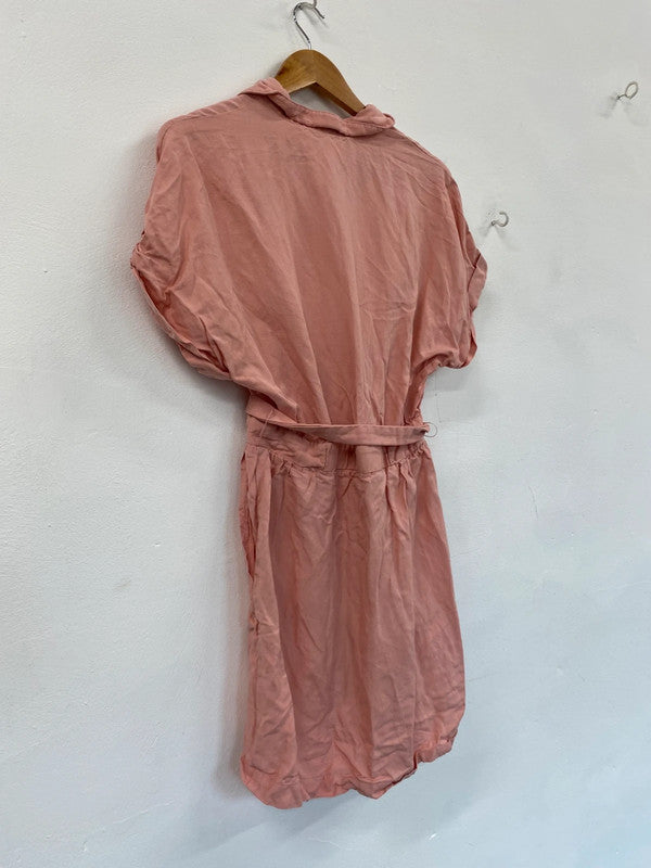 Fabulous Salmon Pink mini dress linen classic yatching Uk10 MB472