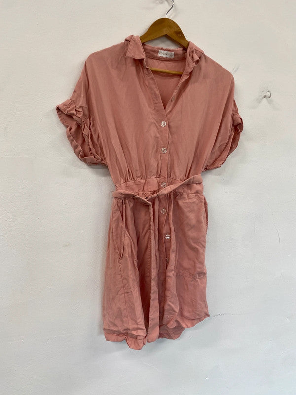 Fabulous Salmon Pink mini dress linen classic yatching Uk10 MB472