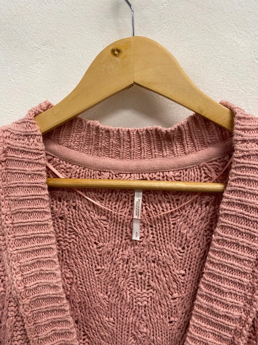 Fabulous Free people Montana knit Cardigan UK S Pink KB474