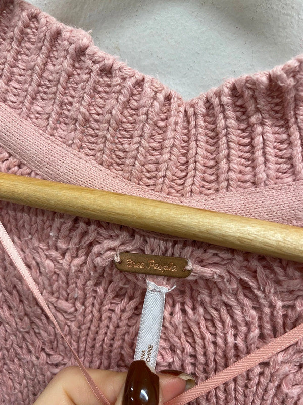 Fabulous Free people Montana knit Cardigan UK S Pink KB474