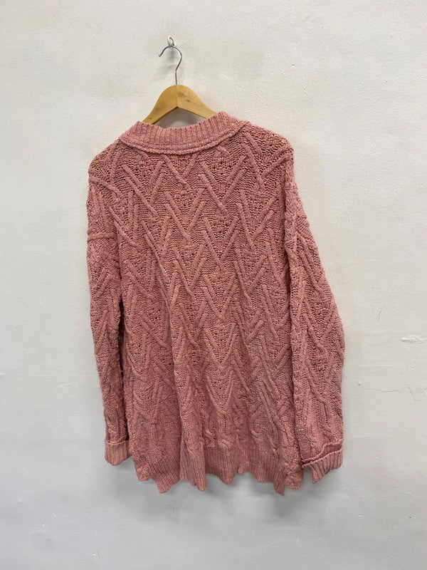 Fabulous Free people Montana knit Cardigan UK S Pink KB474