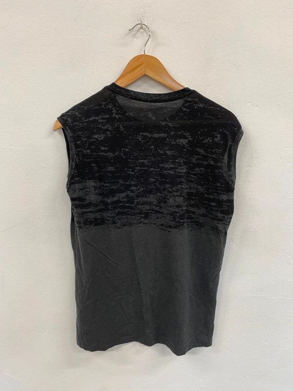 Fabulous All Saints vintage distressed Sleeveless T-Shirt UKS Black KB474