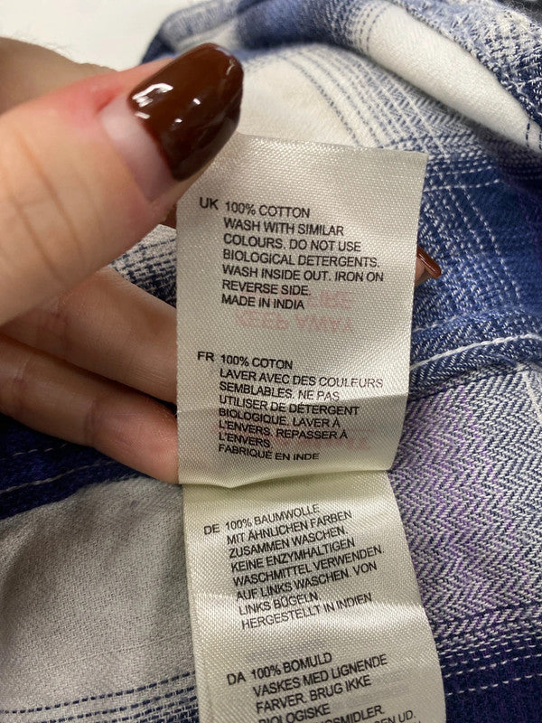 Gorgeous white stuff blue purple checked shirt UK 16 LM004