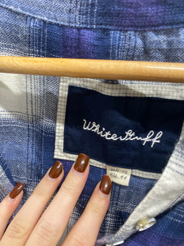 Gorgeous white stuff blue purple checked shirt UK 16 LM004