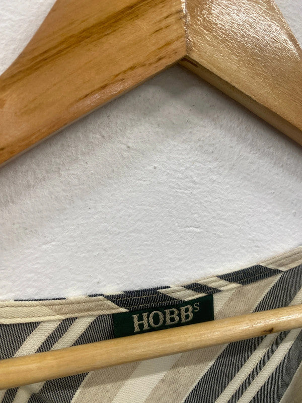 Fabulous Hobbs Linen blend striped dress formal party Uk12 LM002