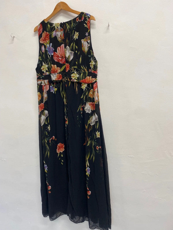 Fabulous Toleen Midi Dress UK 18 Black floral new FH001
