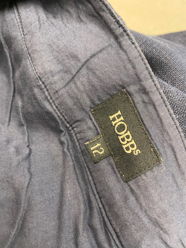 Fabulous Hobbs Skirt UK 12 Navy linen midi LM004