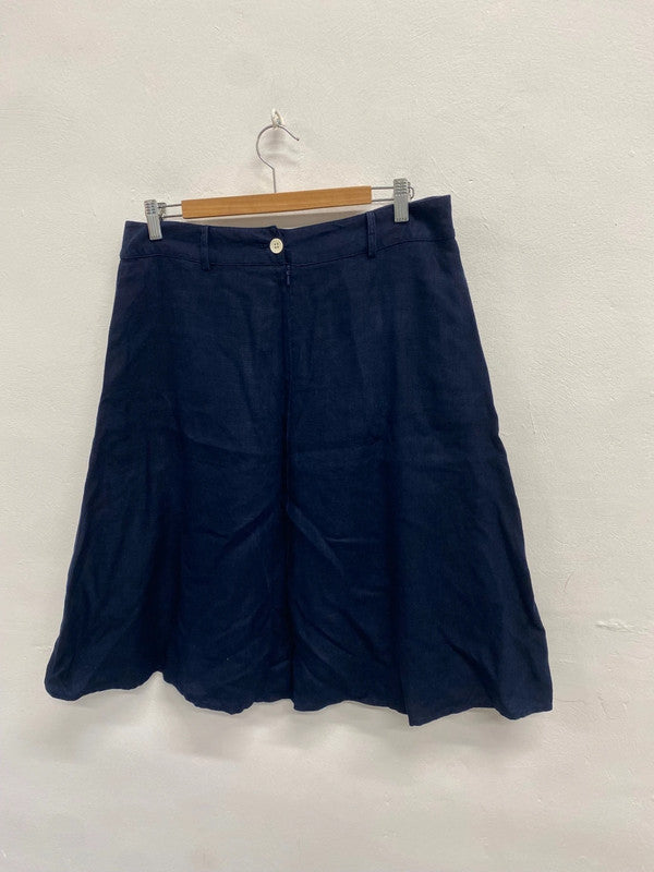 Fabulous Hobbs Skirt UK 12 Navy linen midi LM004