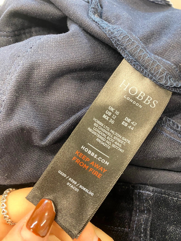Fabulous Hobbs velvet velour Straight trousers UK 16 Navy LM004