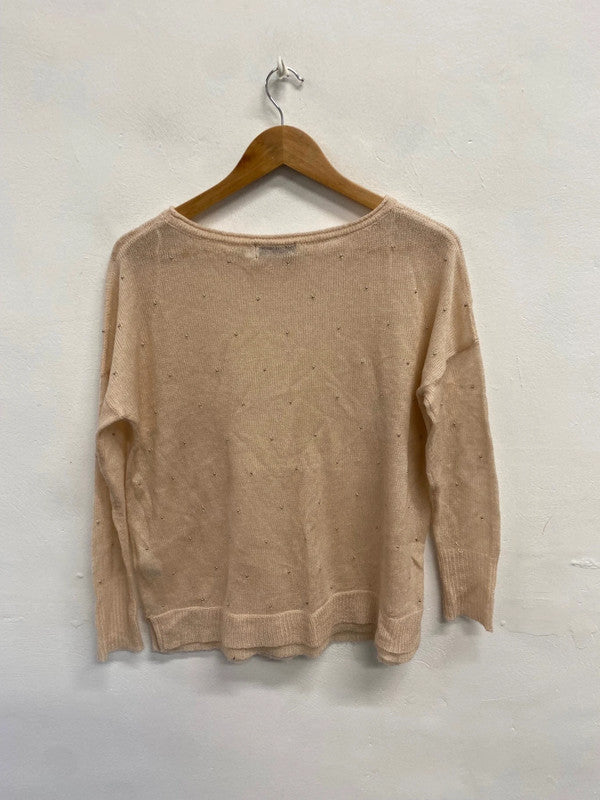 Fabulous Mint Velvet Sweater UK 12 Beige beaded LM004