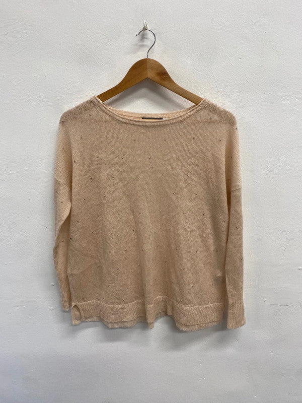 Fabulous Mint Velvet Sweater UK 12 Beige beaded LM004