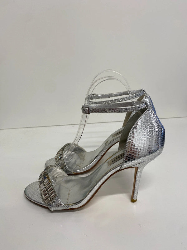 Fabuloue Dune leather ankle strap heels Uk5 sparkle party CF477