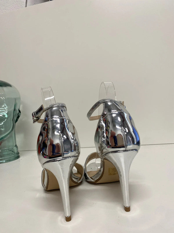 Fabulous Silver ankle strap heels uk5 party perfect CF477