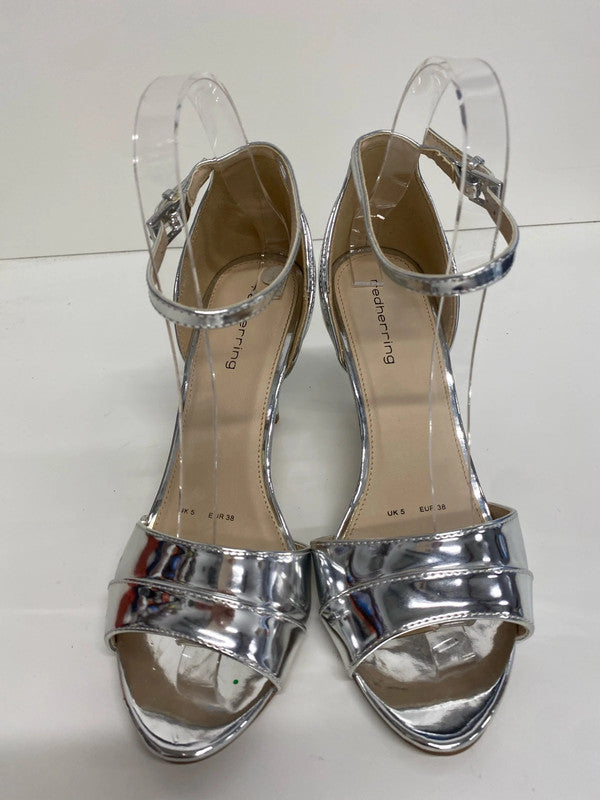 Fabulous Silver ankle strap heels uk5 party perfect CF477