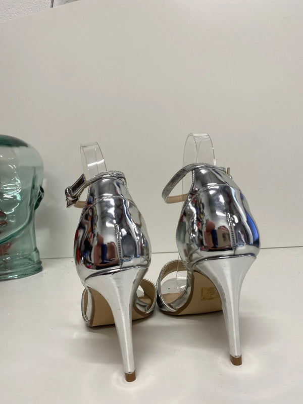 Fabulous Silver ankle strap heels uk5 party perfect CF477