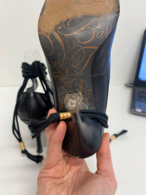 Iconic Ted Baker black heels Y2K boho straps leather Uk5 CF477