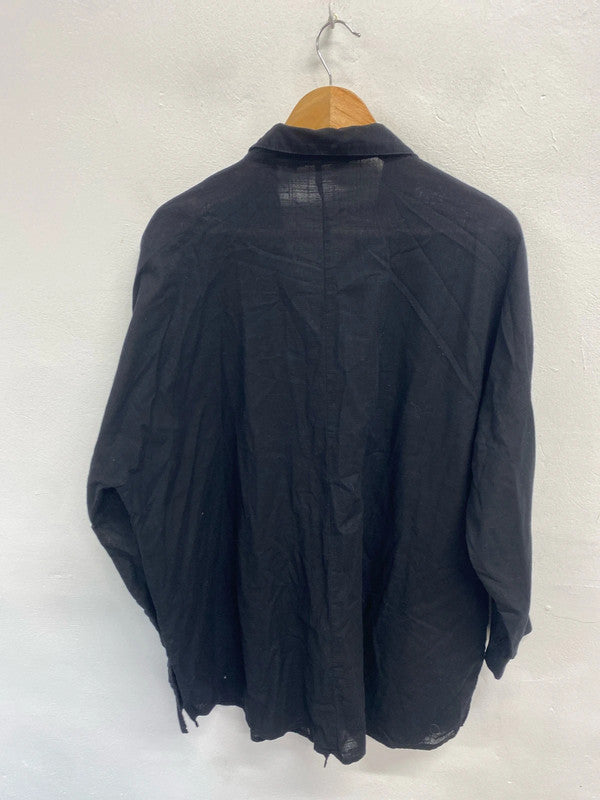 Fabulous duo of linen blend longline shirts tunic Black green 16-18 #1 CF477
