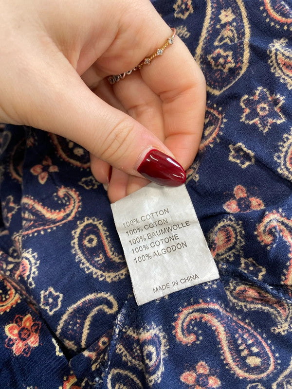 Stunning glamorous navy orange swirl cord midi dress UK 16 LB010