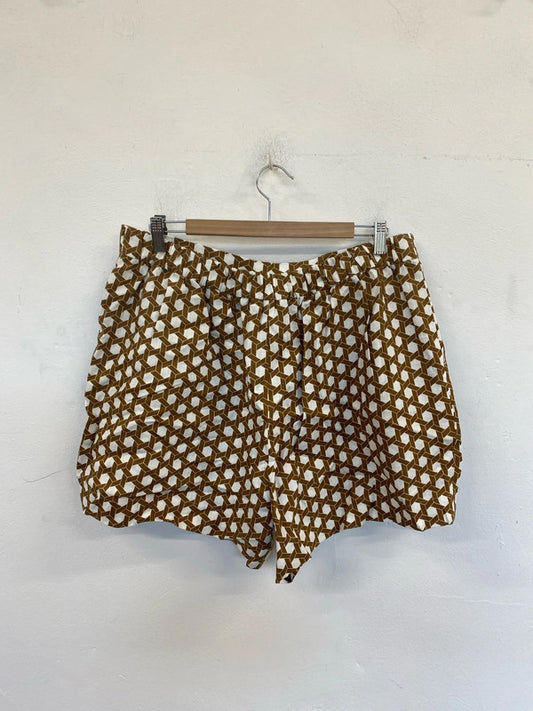 Boden Artsy Geometric Mustard & White Shorts UK 18 KN002
