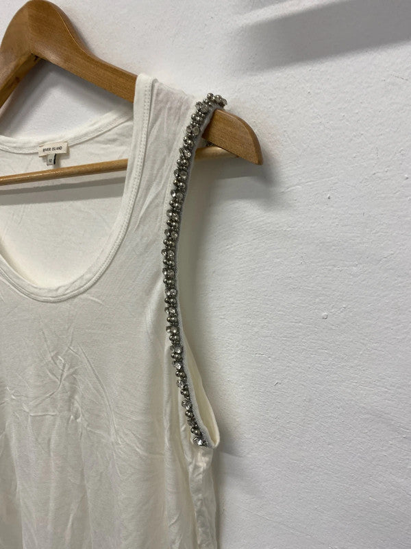 Fabulous Cream tank top from River Island embellished Uk10 JB001