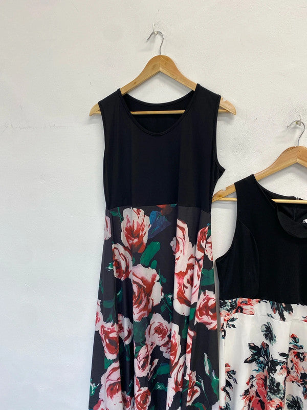 Lovely duo of unbranded floral dresses midi Uk L / XL JB005