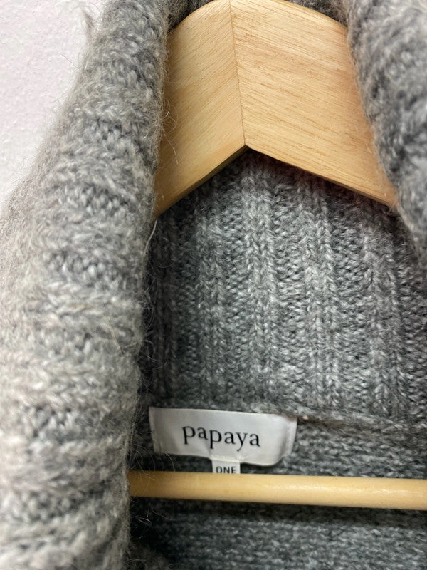 Papaya Grey mohair blend poncho one size super cosy MM005