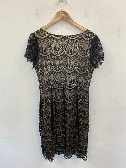 Tiffany Rose Elegant Black & Beige Lace Maternity Midi Dress UK 14-16 MD002