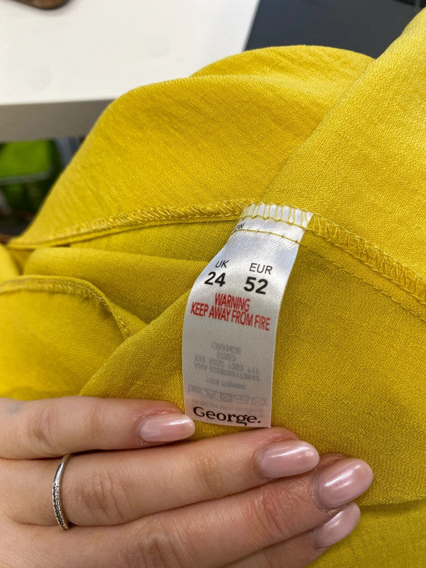 Stunning George yellow side buckle slip dress v neck UK 24 NC001