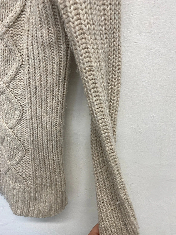 Abercrombie & Fitch Stylish Beige Chunky Knit Jumper Size M KM005