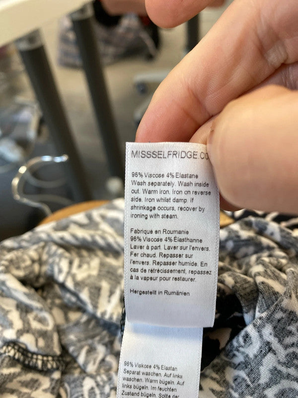 Fabulous Miss Selfridge Black & cream bodysuit UK6 animal print HDR01