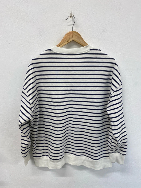 TU Chic White & Navy Stripe Oversize Sweatshirt Size M RG99