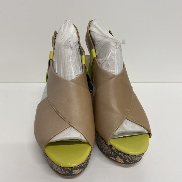Clarks UK Size 5 Neon Yellow & Snakeskin Block Heel Leather Shoes New LW005