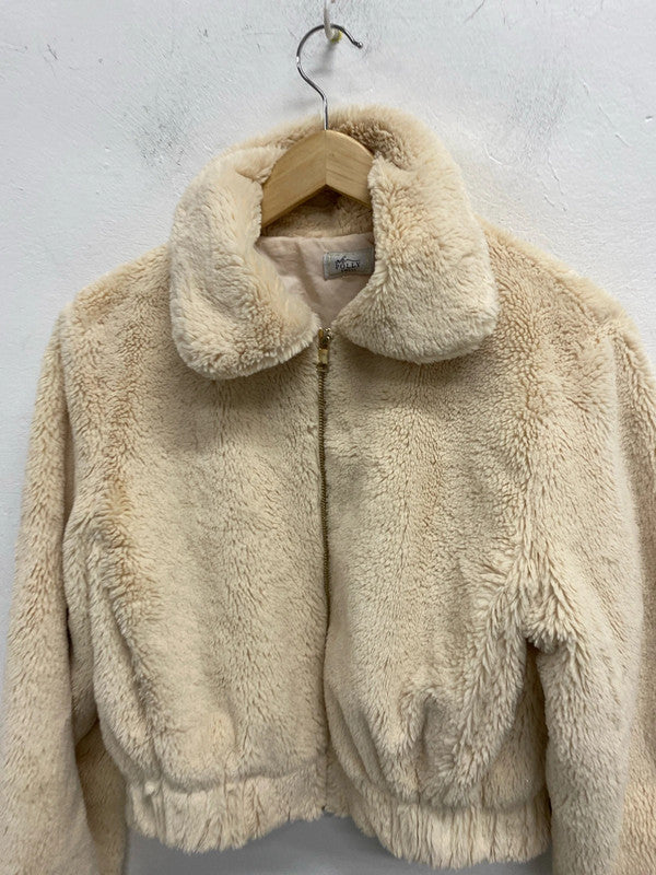 Fabulous Oh Polly fluffy cropped faux fur bomber jacket UkXS ZM001