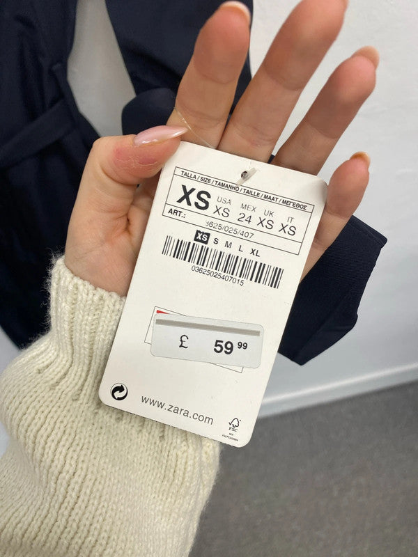 Stunning Zara navy trench mac UK XS KM004