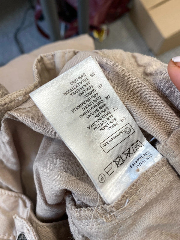 Fabulous Linen cotton taupe wide leg boho trousers Uk14 KM003