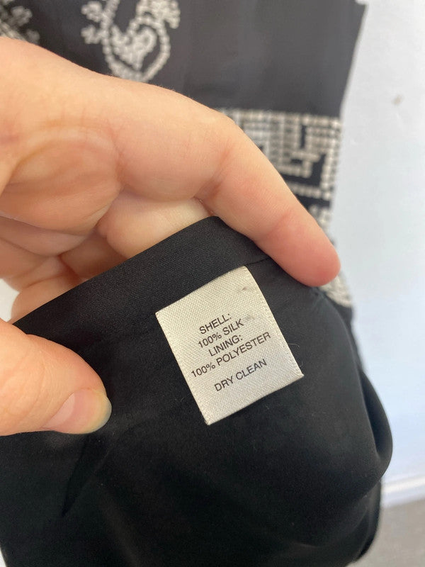 White House Black Market Elegant Black & White Grecian Pattern Mini Dress Size S EL001