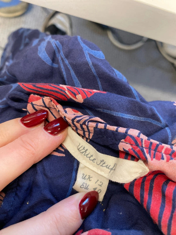 Lovely white stuff navy floral tunic dress UK 12 MM005