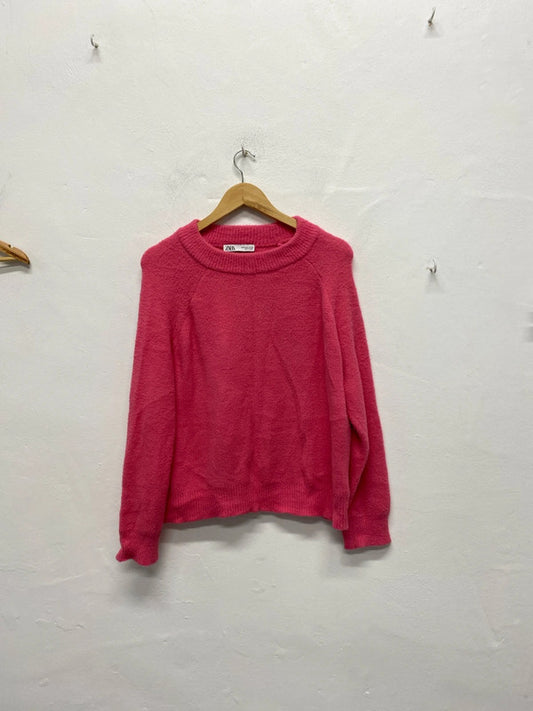 Fabulous Grapefruit Pink soft fluffy jumper UkM Zara spring fun KS002