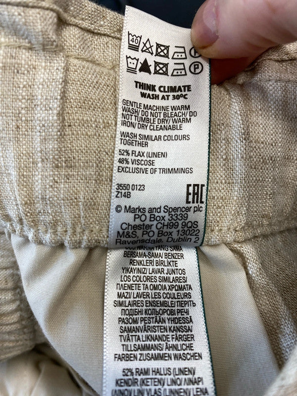 Fabulous linen natural flax shorts drawstring waist Uk22 RM002