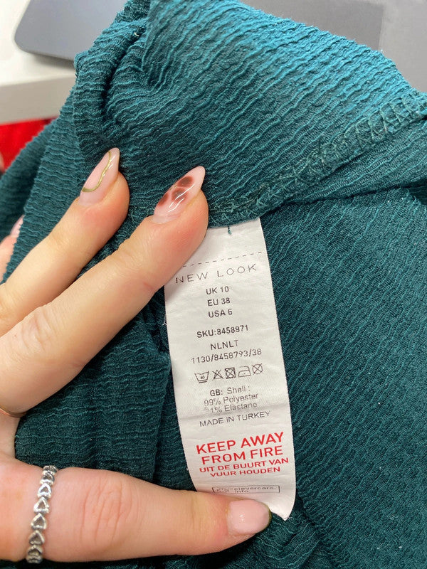 Stunning new look Forrest green frill midi dress UK 10 JH001