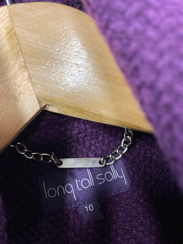 Fabulous Long Tall Sally Prune purple wool blend coat Formal or fun Uk10 KD001