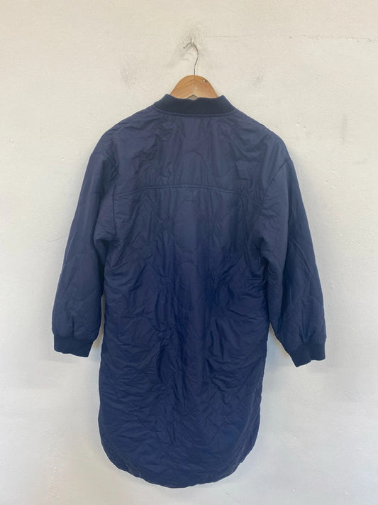 Per Una Stylish Navy Quilted Longline Puffer Jacket UK 10 JP001