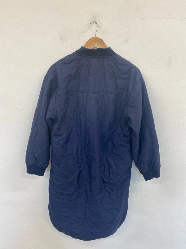 Per Una Stylish Navy Quilted Longline Puffer Jacket UK 10 JP001