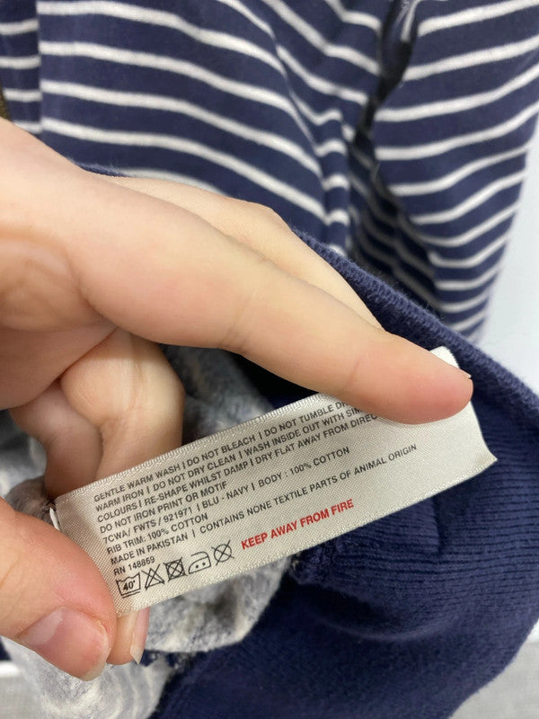 FatFace Nautical Vibes Blue & White Stripe Zip Up Hoodie UK 10 JA002