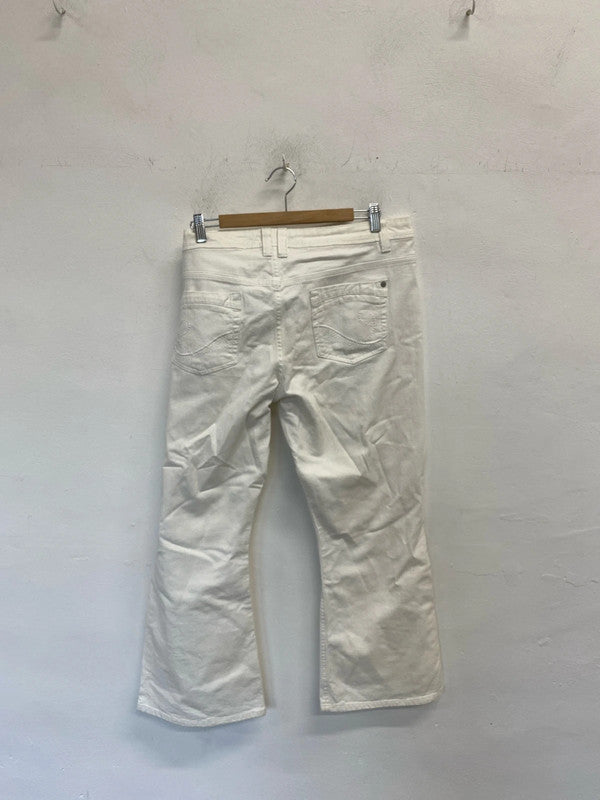 Lovely George white bootcut cropped jeans UK 18 YM001