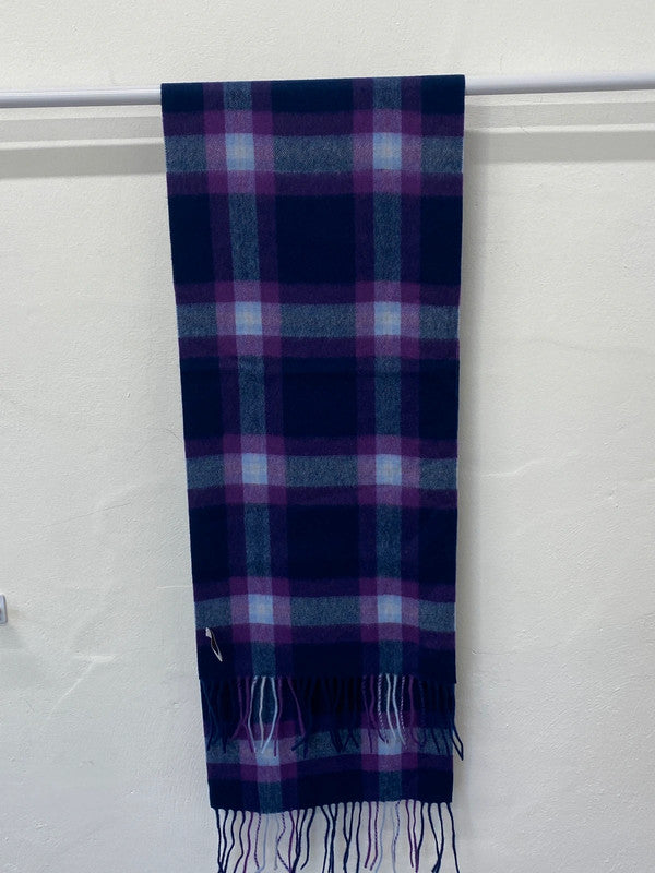 Lovely enya montamari purple checked 100% cashmere scarve UK one size WLH01