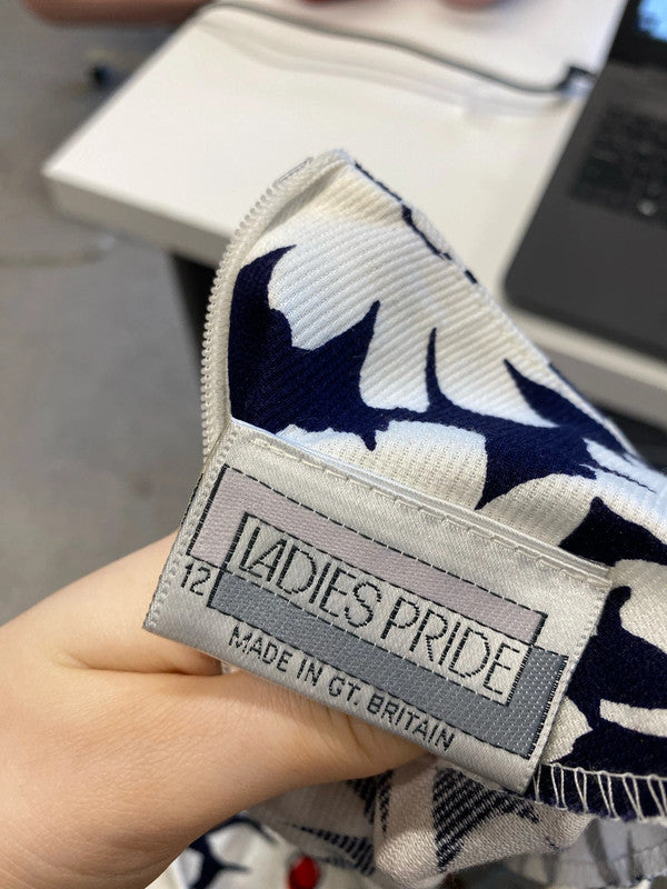 Stunning vintage ladies pride floral daisy midi belted dress UK 12 EC003