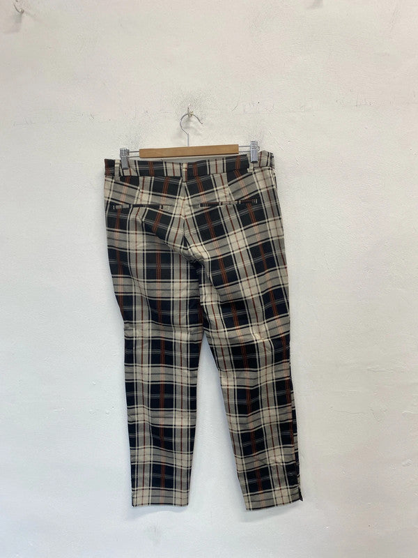 lovely H&M tartan beige trousers chino UK 16 KM003