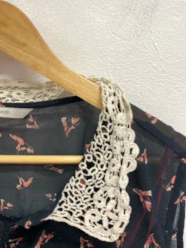 Fabulous Semi sheer tunic top crochet collar and camisole Uk20 George #2 CR002